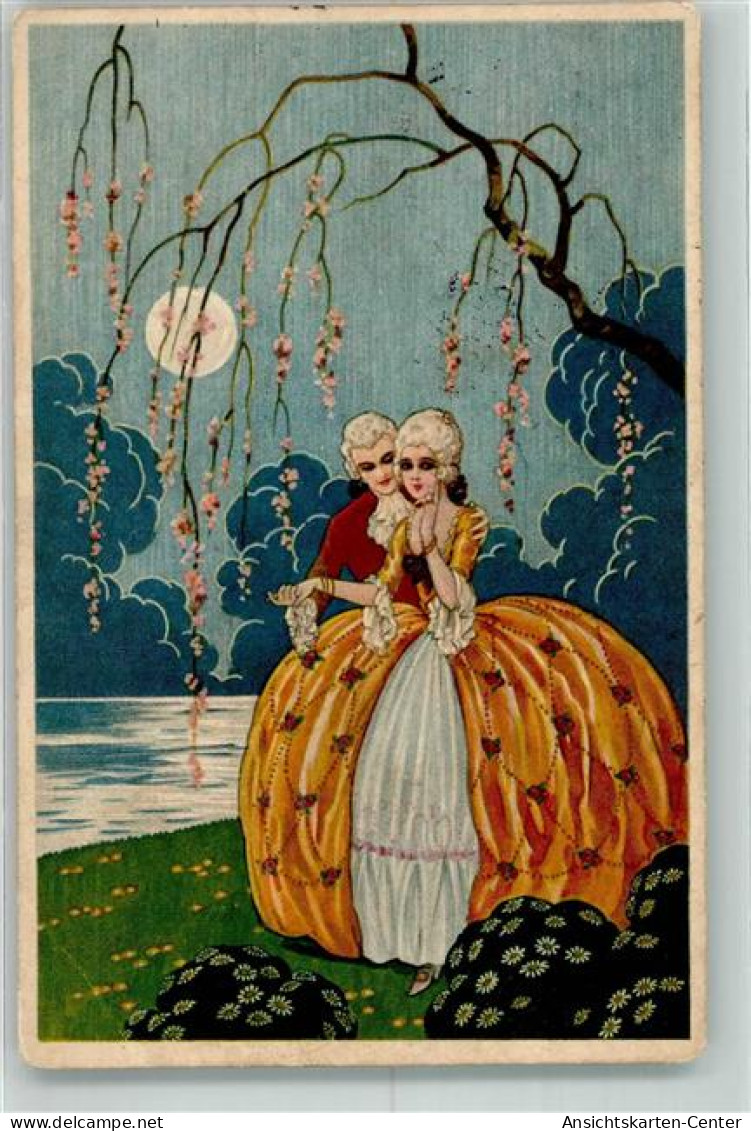 39787306 - Liebespaar Mondschein Art Deco Italienische Kuenstlerkarte - Unclassified