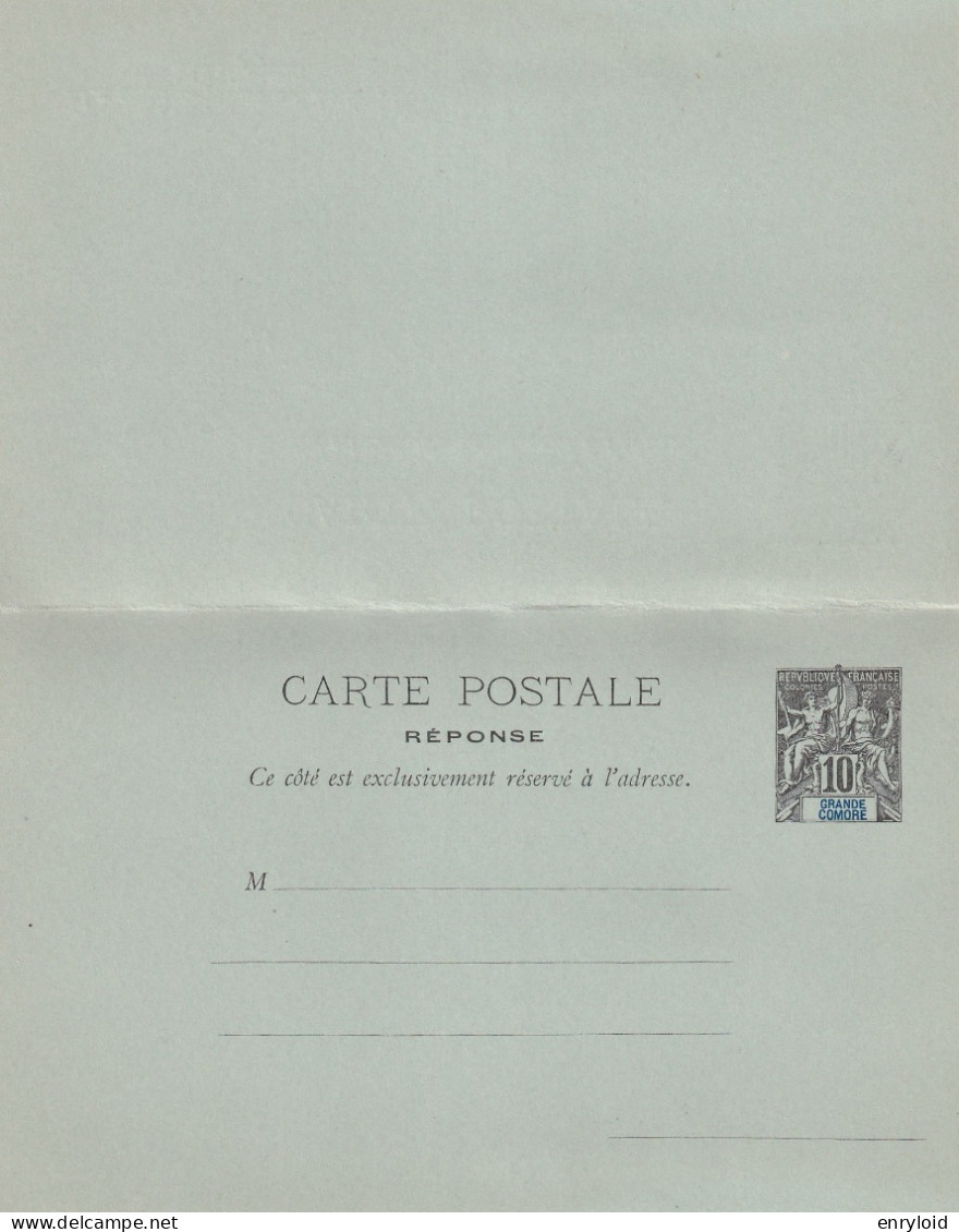 Grande Comore Colonies Francaise Entier Postes 10 C. Carte - Lettre Réponse - Storia Postale