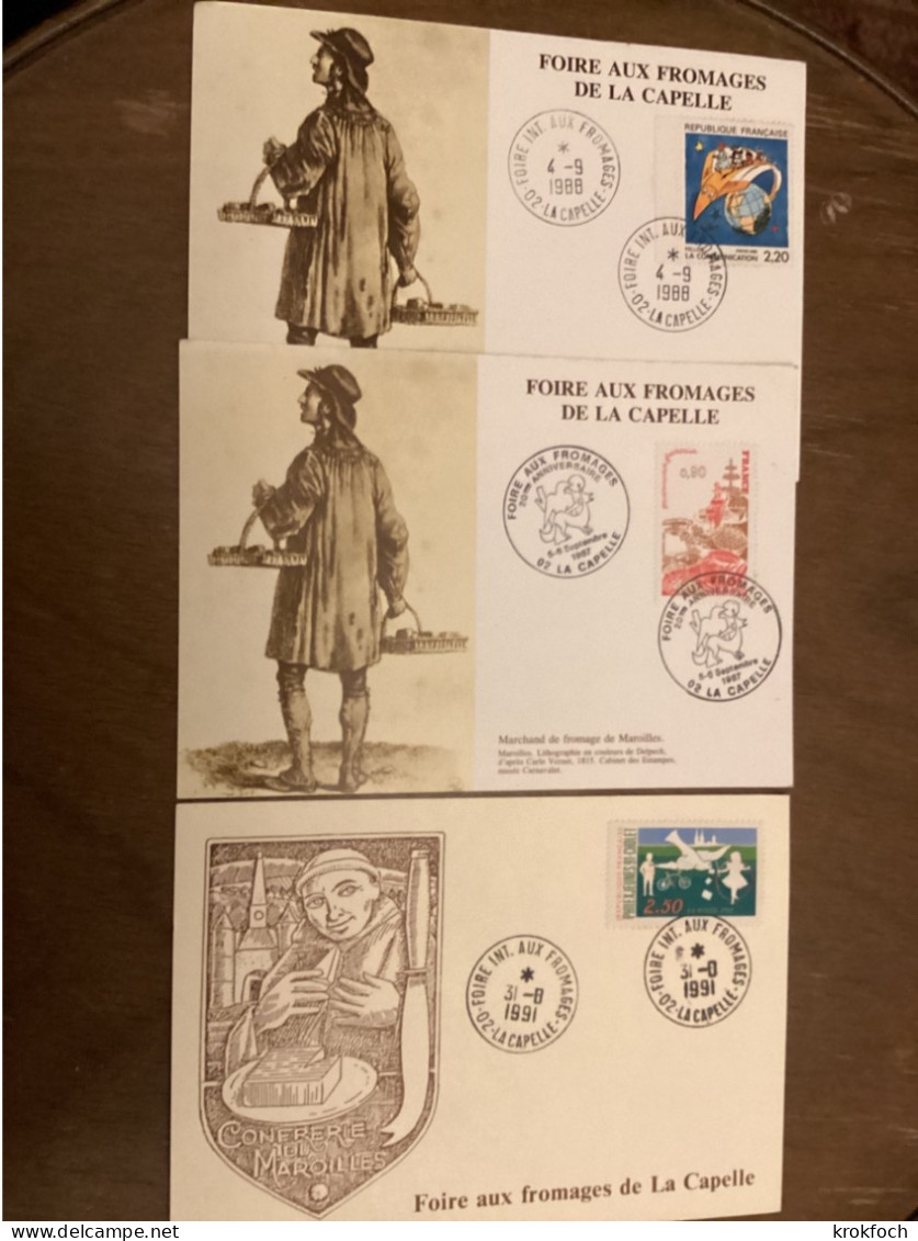 La Capelle 02 - BT Foire Aux Fromages 1987 88 91 - Commemorative Postmarks