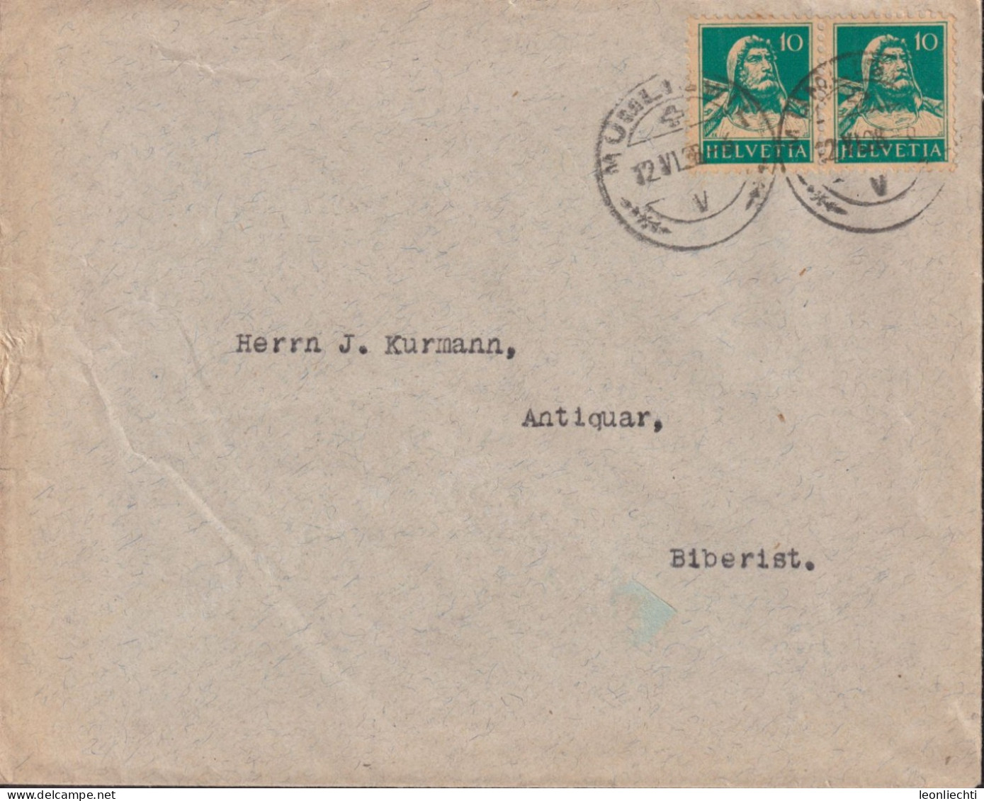 1921 Schweiz, Brief  Zum:CH 172, Mi:CH 203x, Tell-Brustbild - Lettres & Documents