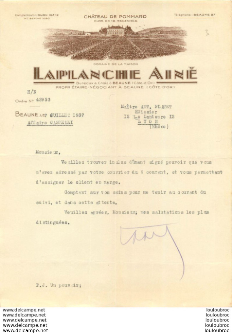 BEAUNE 1937 LAPLANCHE AINE CHATEAU DE POMMARD - 1900 – 1949