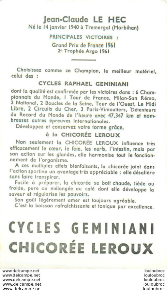 JEAN CLAUDE LE HEC GEMINIANI LEROUX - Cyclisme