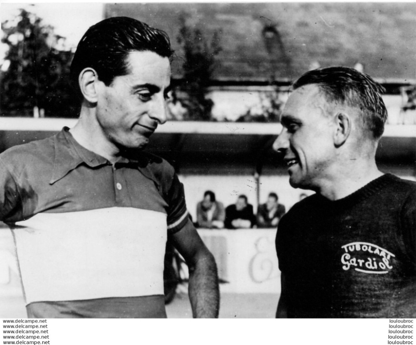 FAUSTO COPPI ET SCHERENS LE 24 AOUT 1949 CHAMPIONNAT DU MONDE DE COPENHAGUE PHOTO ORIGINALE  16 X 12 CM - Deportes