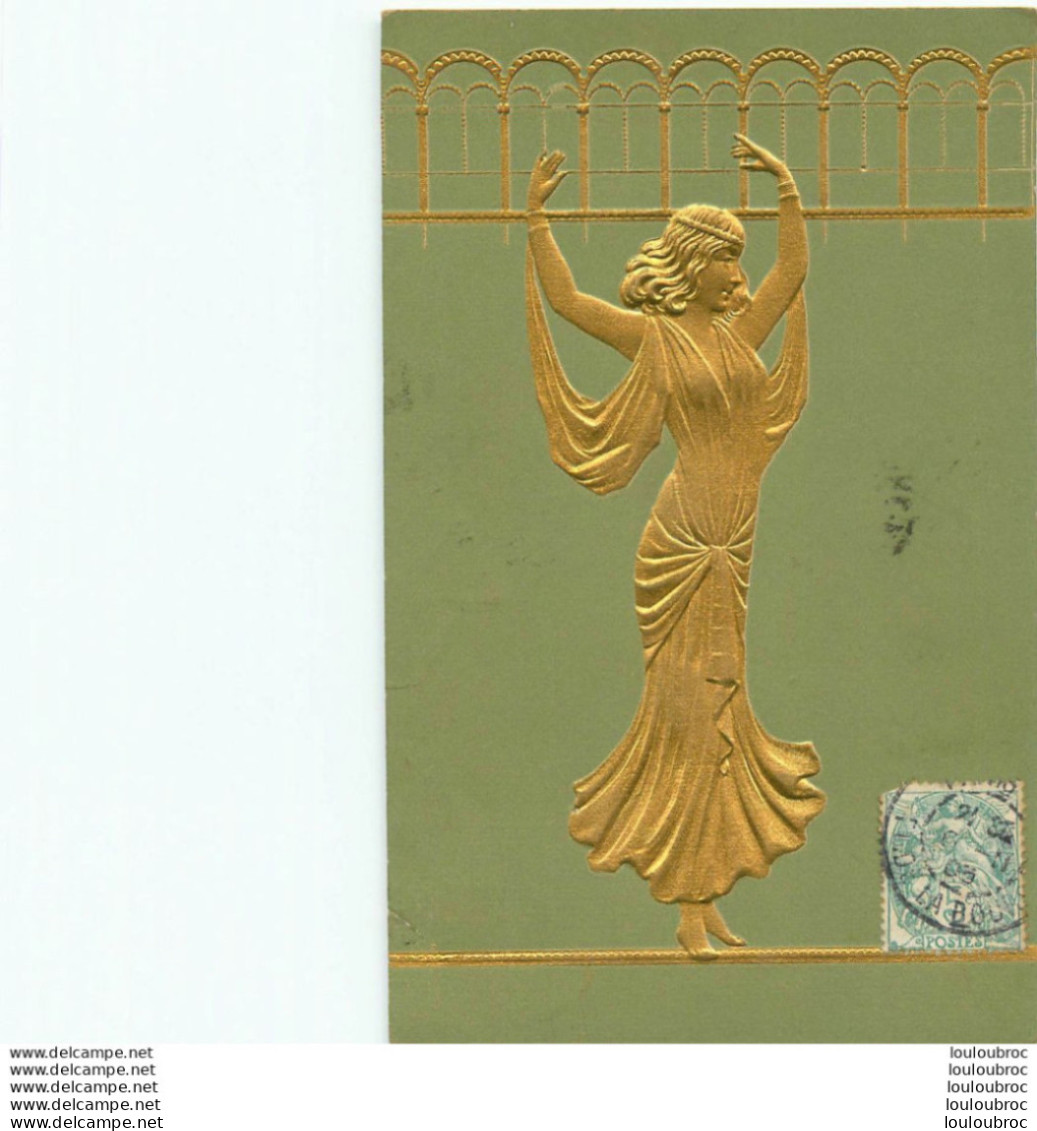 FEMME EN RELIEF DORE SUR FOND VERT 1906  R2 - 1900-1949