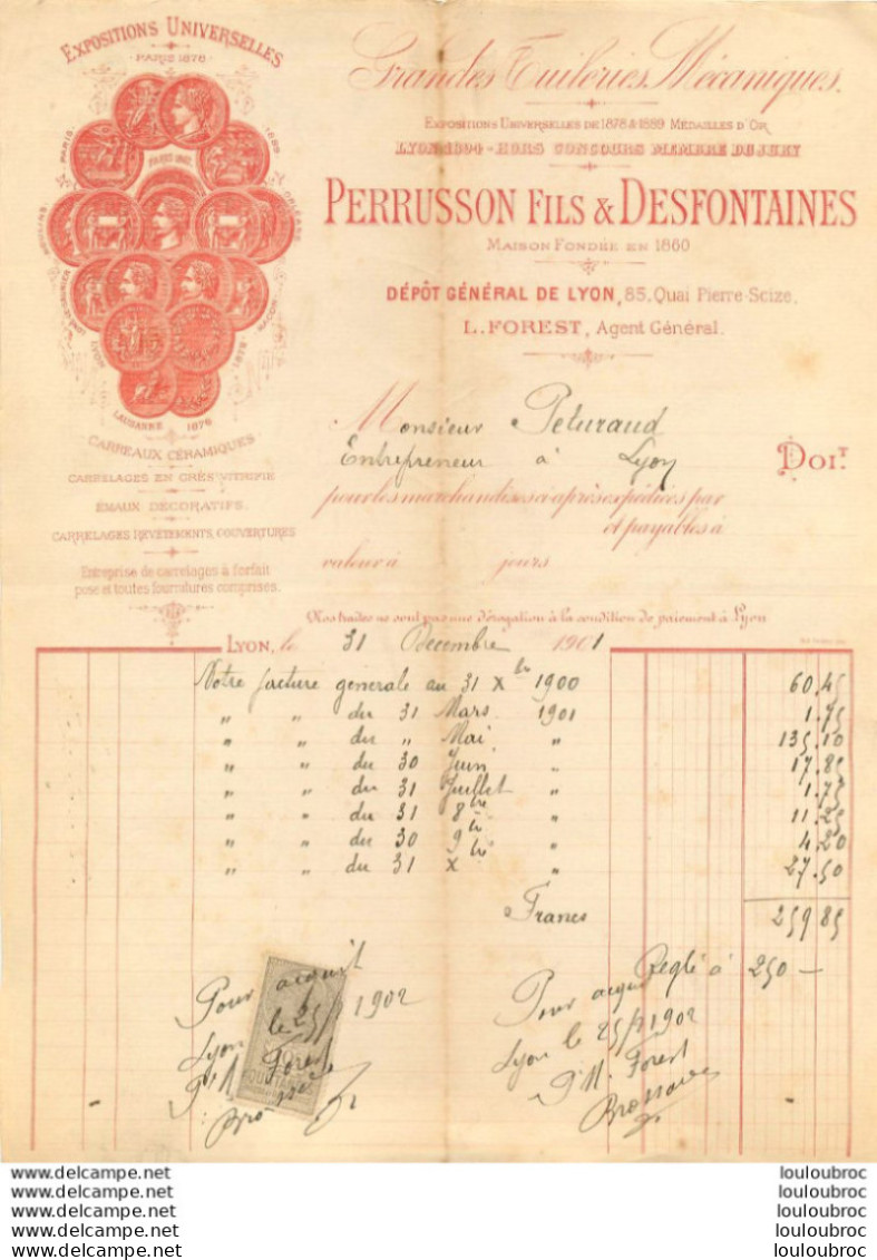 LYON 1901 PERRUSSON FILS ET DESFONTAINES GRANDES TUILERIES MECANIQUES - 1900 – 1949