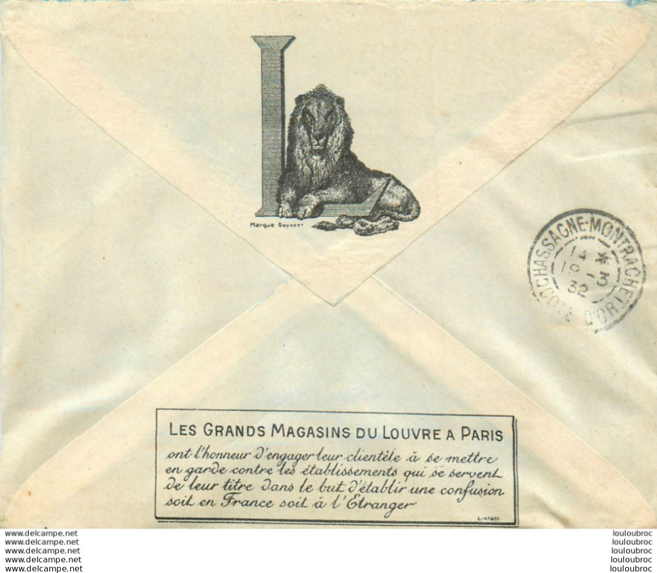 PARIS 1932 GRANDS MAGASINS DU LOUVRE COURRIER ET ENVELOPPE - 1900 – 1949