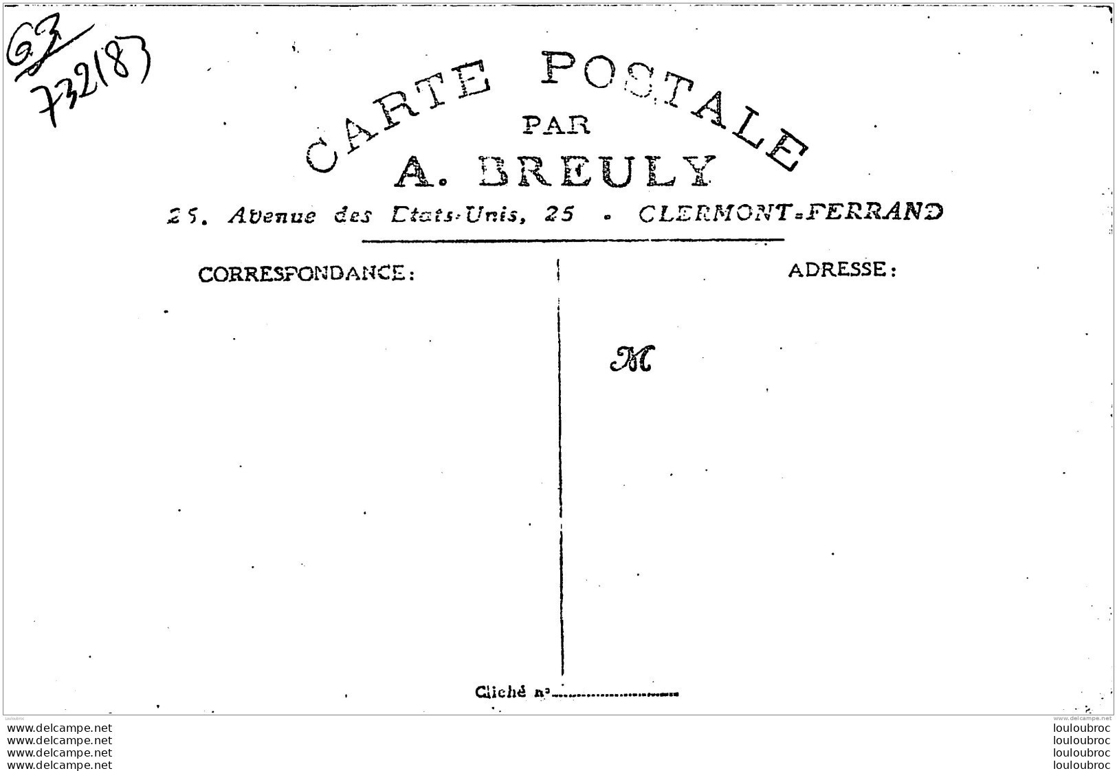 63 CLERMONT FERRAND CARTE PHOTO BREULY REF1 - Clermont Ferrand