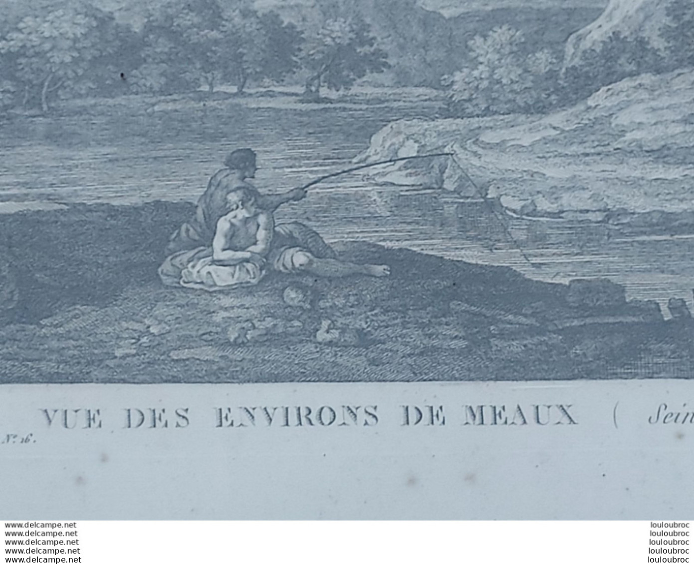 GRAVURE ENCADREE VUE DES ENVIRONS DE MEAUX  DE FRANCESCO  BARTOLOZZI  A PARIS CHEZ TURGIS FORMAT 45 X 32 CM - Andere & Zonder Classificatie