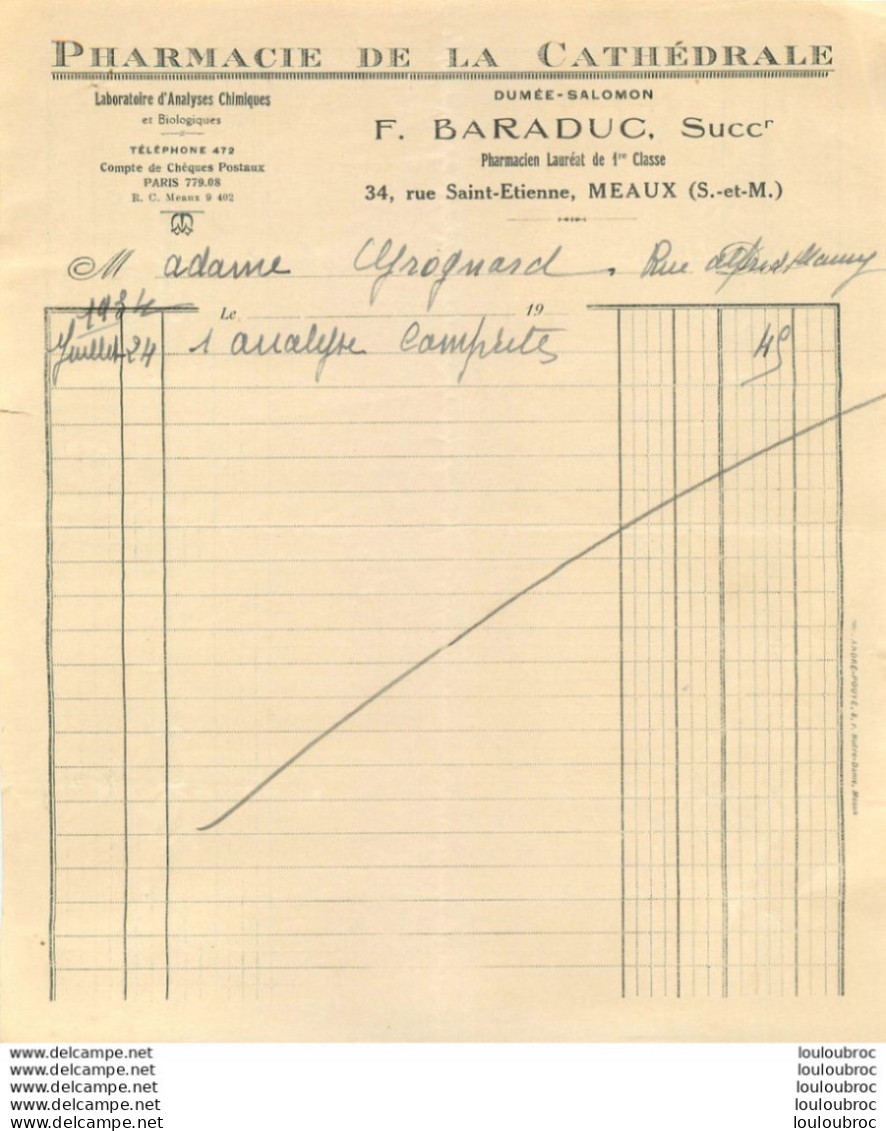 PHARMACIE DE LA CATHEDRALE F. BARADUC A MEAUX - 1900 – 1949