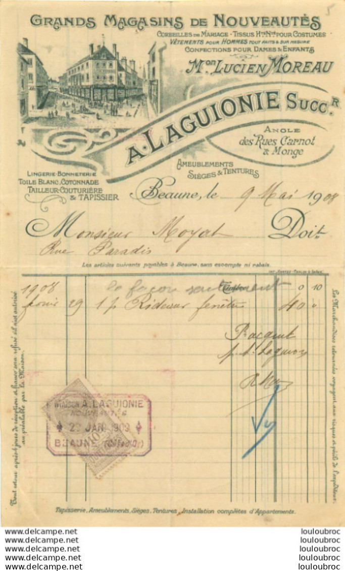 BEAUNE 1908 A. LAGUIONIE GRANDS MAGASINS DE NOUVEAUTES - 1900 – 1949