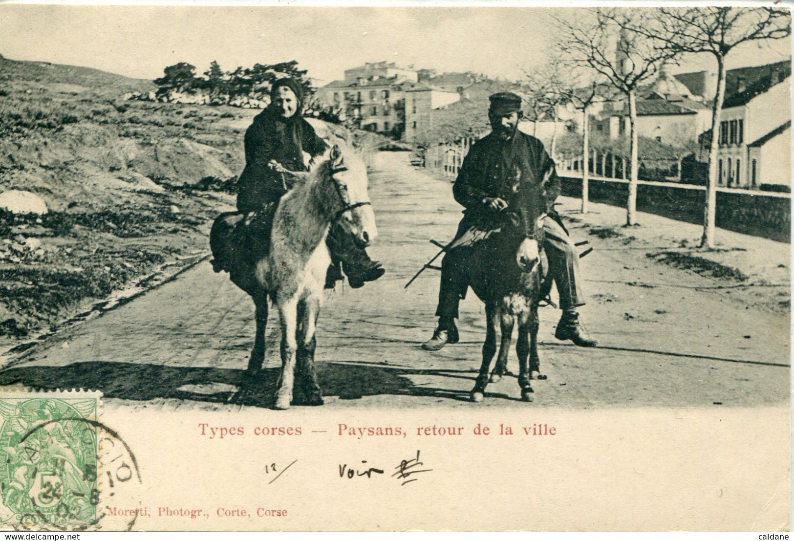 -2B - CORSE-  Types. Corses-Paysans Retour De La Ville.        Collection. J.Moretti,Corté - Sonstige & Ohne Zuordnung