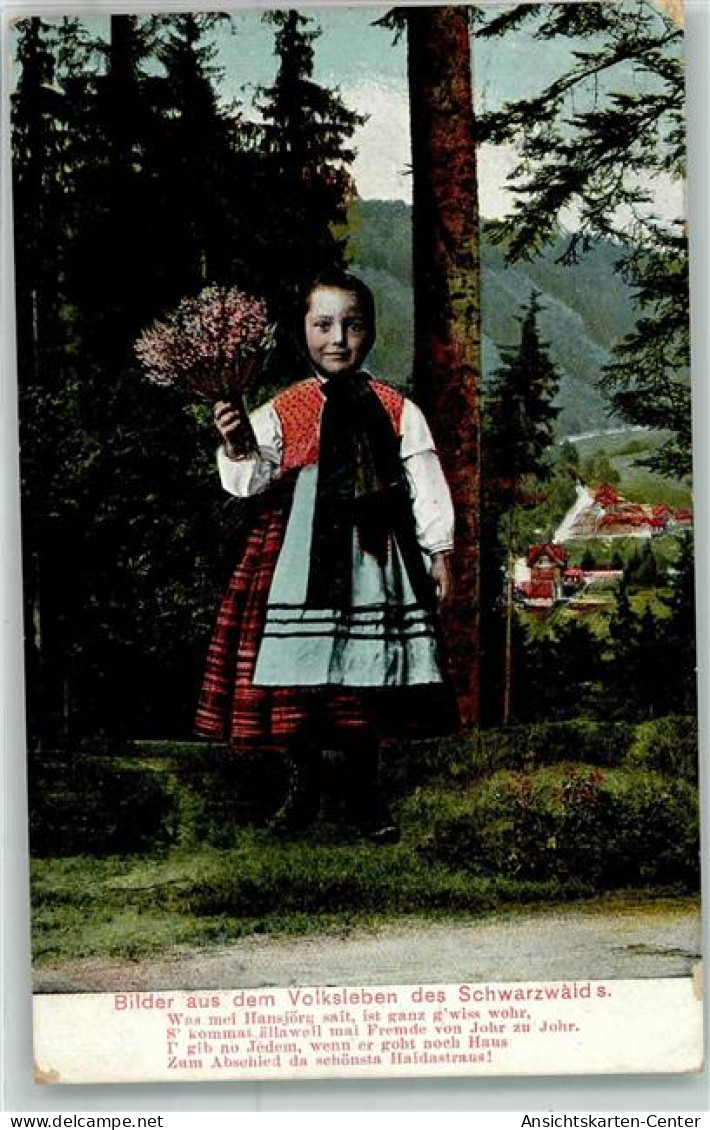 39419006 - Maedchen Tracht Blumen Gedicht - Hochschwarzwald