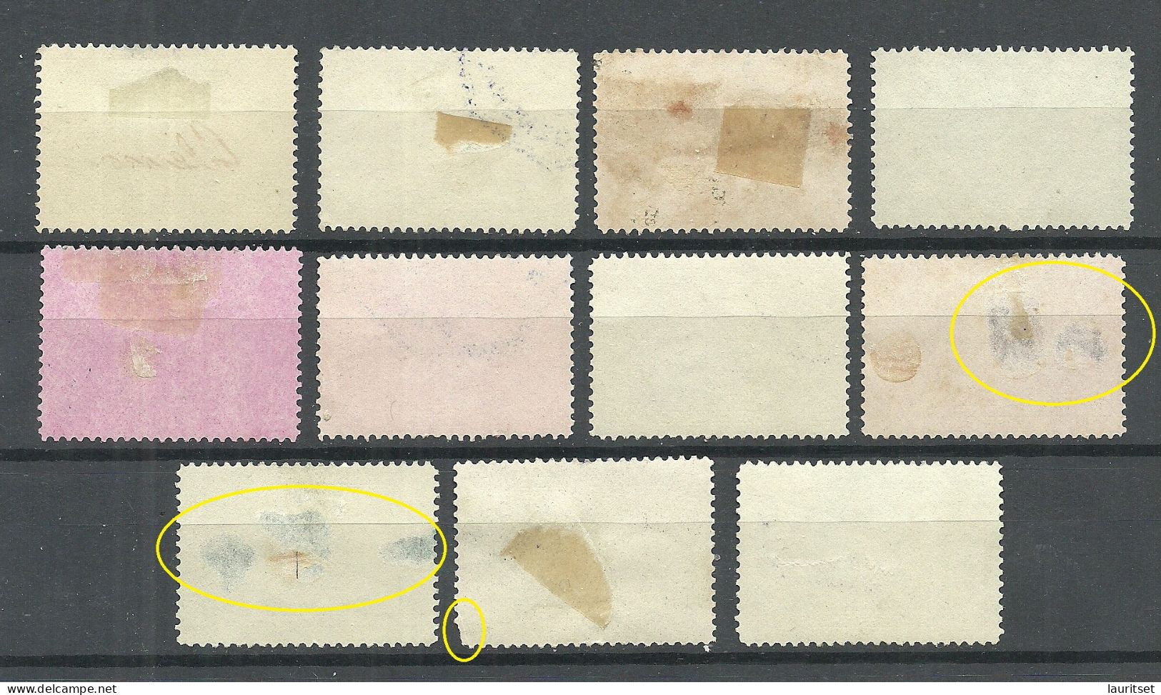 GUATEMALA 1897 UPU = 11 Values From Set Michel 57 - 70 O NB! 3 Stamps Are Damaged - Thins + Missing Corner! - Guatemala
