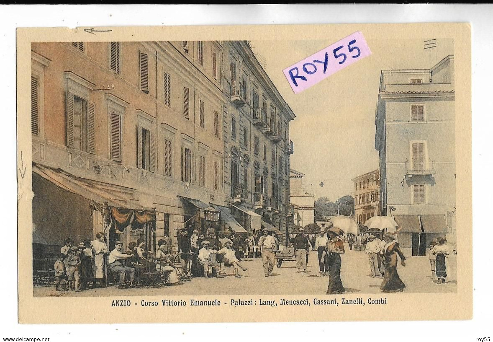 Lazio-roma-anzio Corso Vittorio Emanuele Animatissima Bella Veduta Palazzi Negozi Persone Primi 900 (f.piccolo) - Sonstige & Ohne Zuordnung