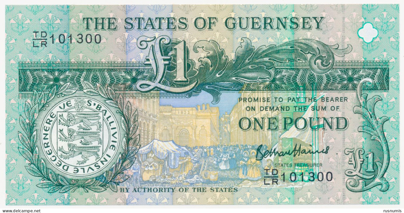 GUERNSEY 1 POUND P-62 COMMEMORATIVE 200th Anniversary Of Thomas De La Rue's First Commercial Venture 2013 UNC - Guernsey