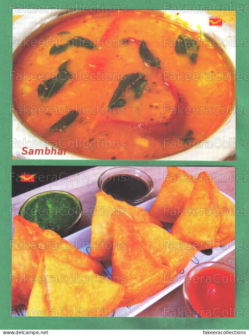 INDIA 2023 Inde Indien - INDIAN CUISINES Picture Post Card - Sambhar & Samosa - Postcards, Food, Postcard - Recepten (kook)