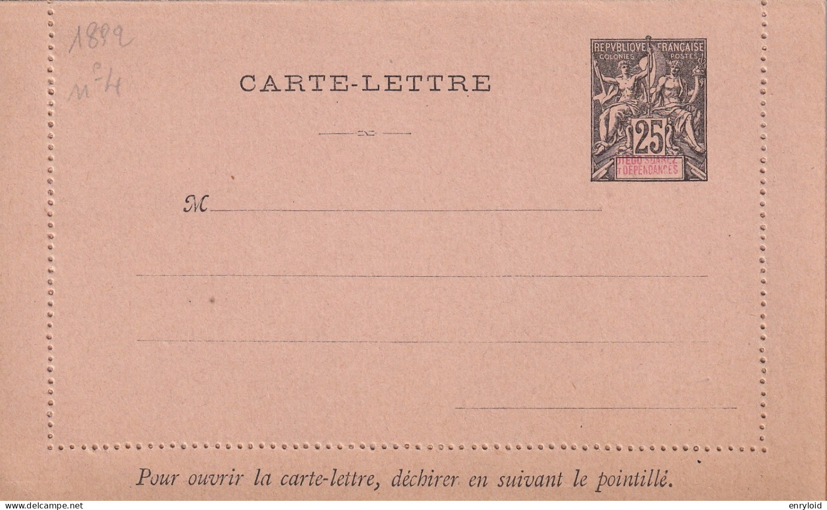 Diego Suarez Et Dependances Colonies Francaise Postes 25 C. Carte - Lettre - Brieven En Documenten