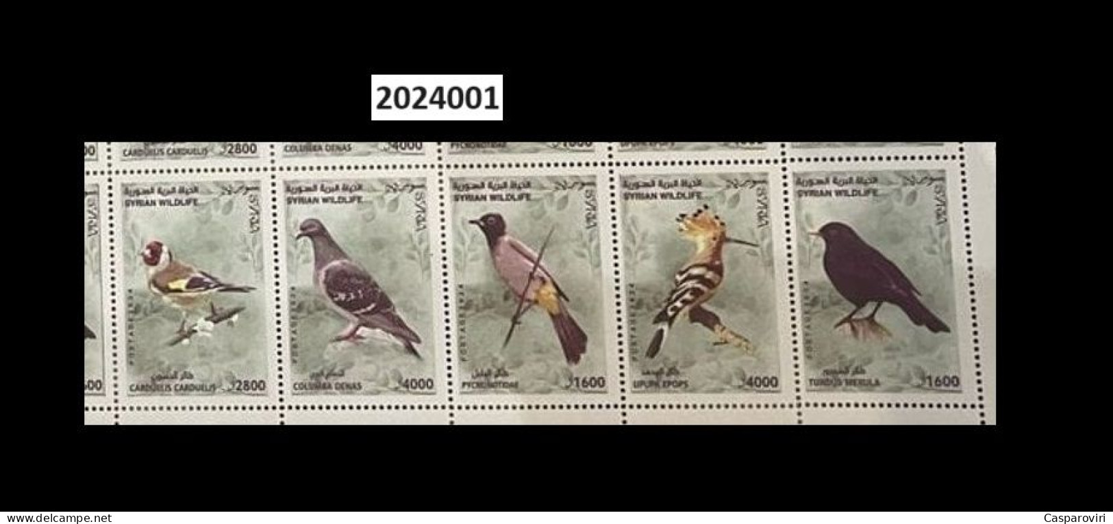 2024401; Syria; 2024; Strip Of 5 Stamps On Envelope; Syrian Wildlife; Syrian Birds; 5 Different Stamps; Canceled - Siria