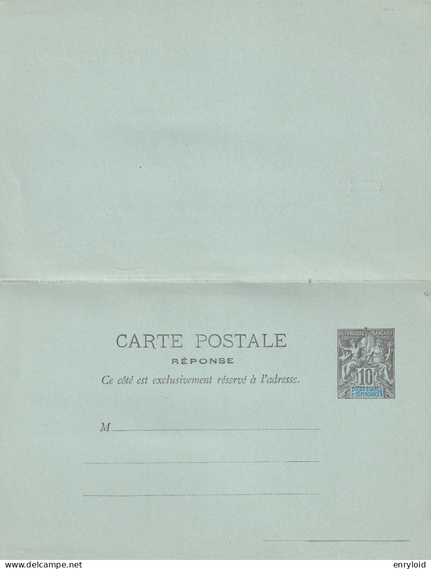 Diego Suarez Et Dependances Colonies Francaise Postes 10 C. Carte - Lettre Rèponse - Brieven En Documenten