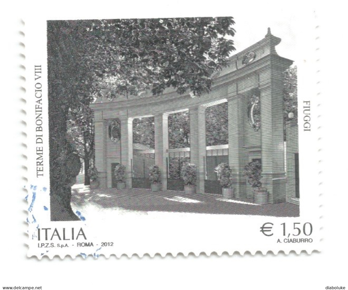 (REPUBBLICA ITALIANA) 2012, TERME DI BONIFACIO VIII, FIUGGI - Serie Di 1 Francobollo Usato - 2011-20: Afgestempeld