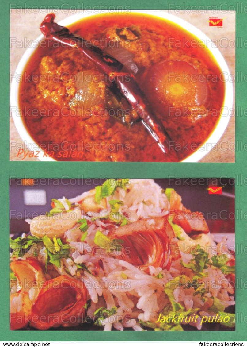 INDIA 2023 Inde Indien - INDIAN CUISINES Picture Post Card - Pyaz Ka Salan & Kathal Biryani Pulao - Postcards, Food - Recipes (cooking)