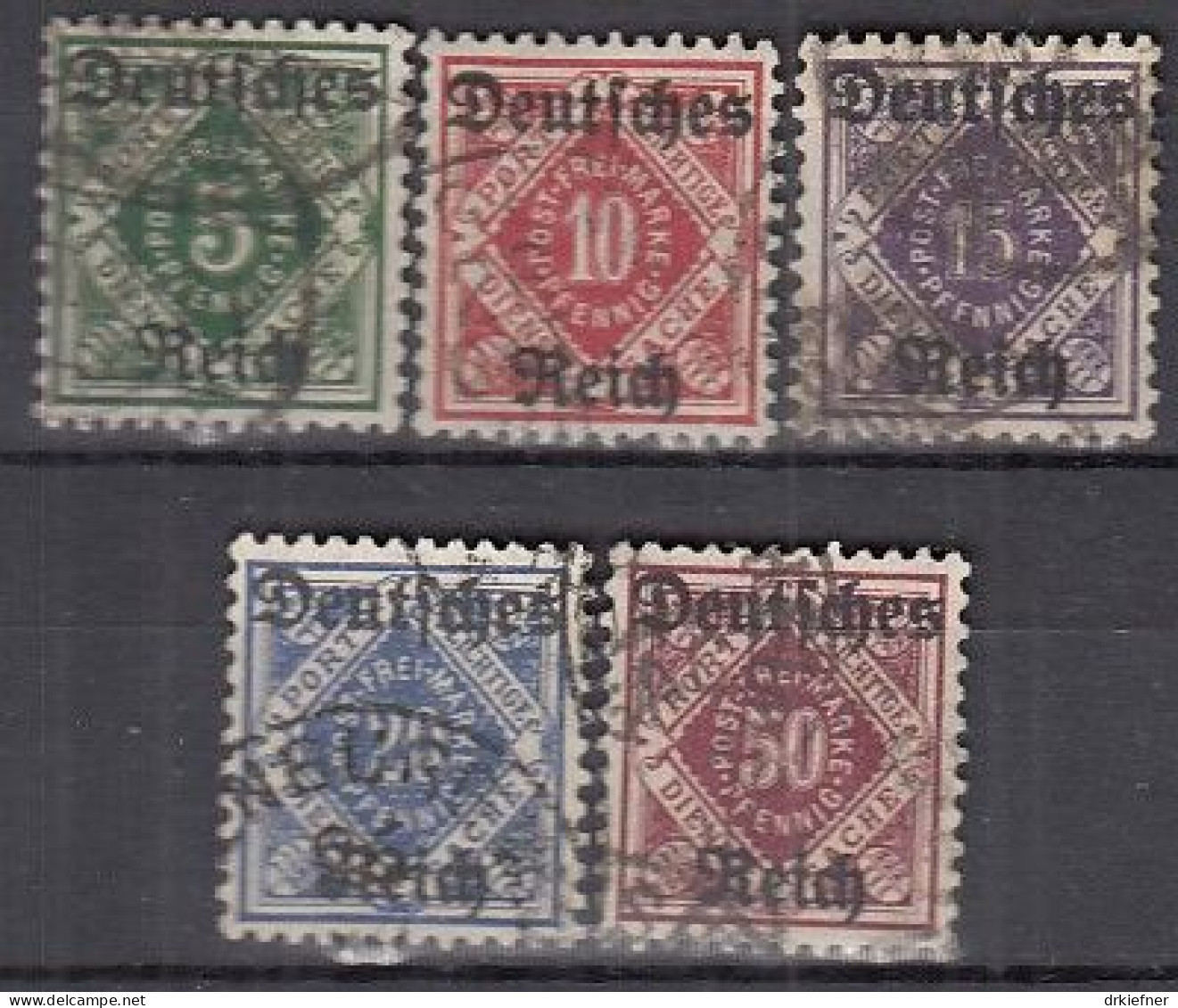 DR  Dienst 52-56, Gestempelt, Württembergaufdruck, 1920 - Dienstmarken