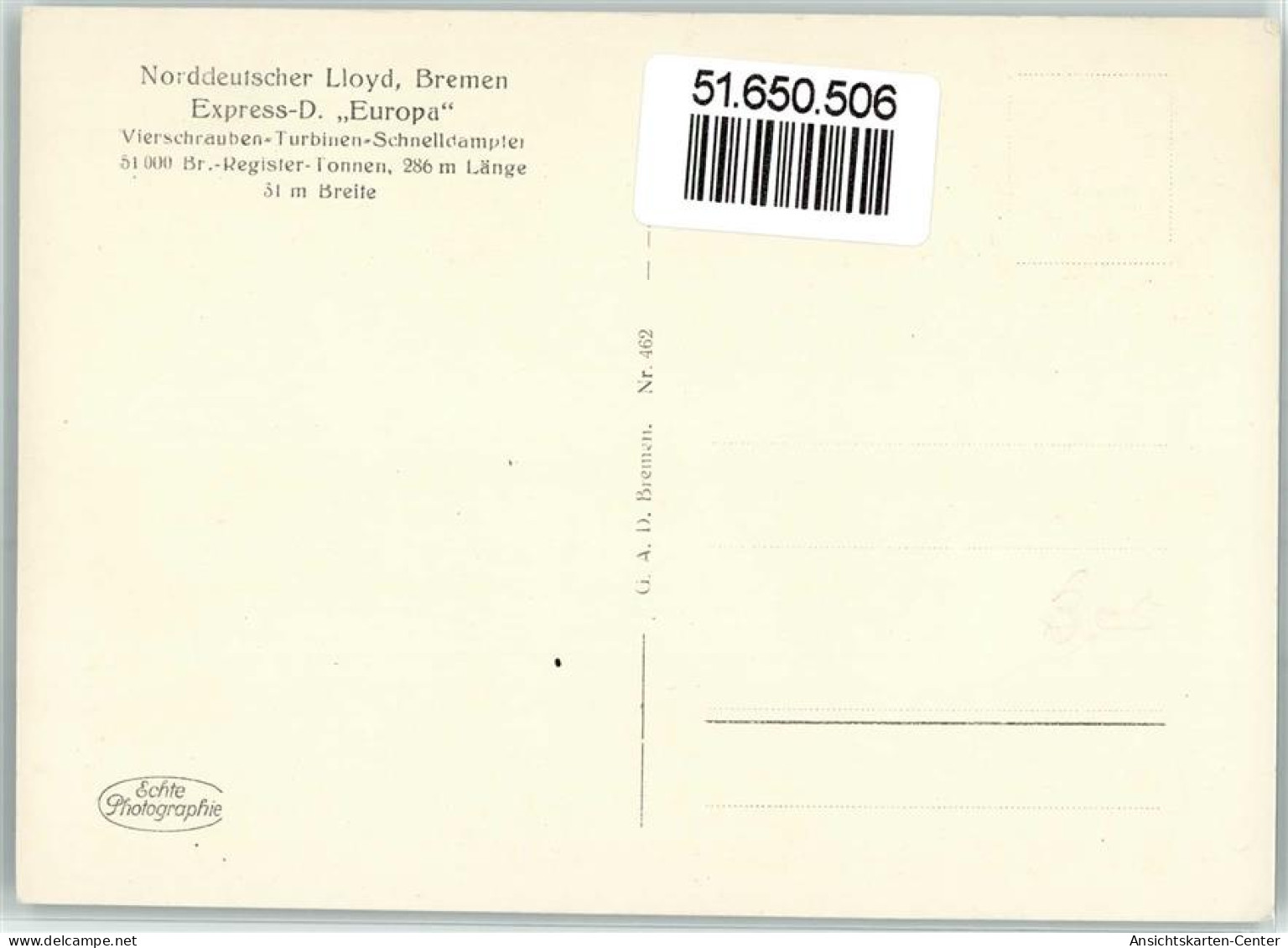 51650506 - Norddeutscher Lloyd Bremen - Paquebots