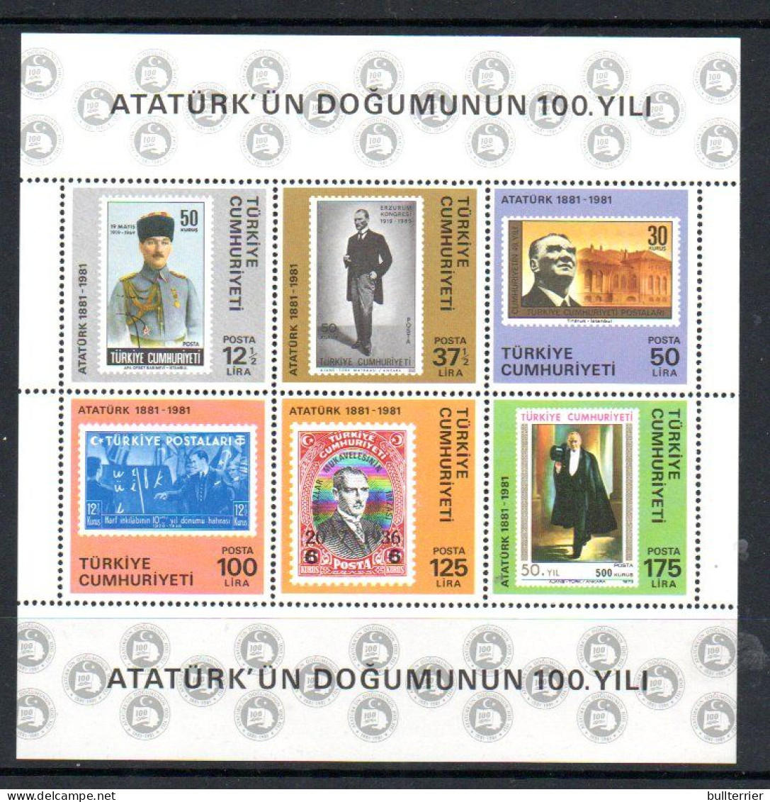 TURKEY - 1981 - KEMAL ATATURK CENTENARY SOUVENIR SHEET MINT NEVER HINGED , SG CAT £30 - Unused Stamps