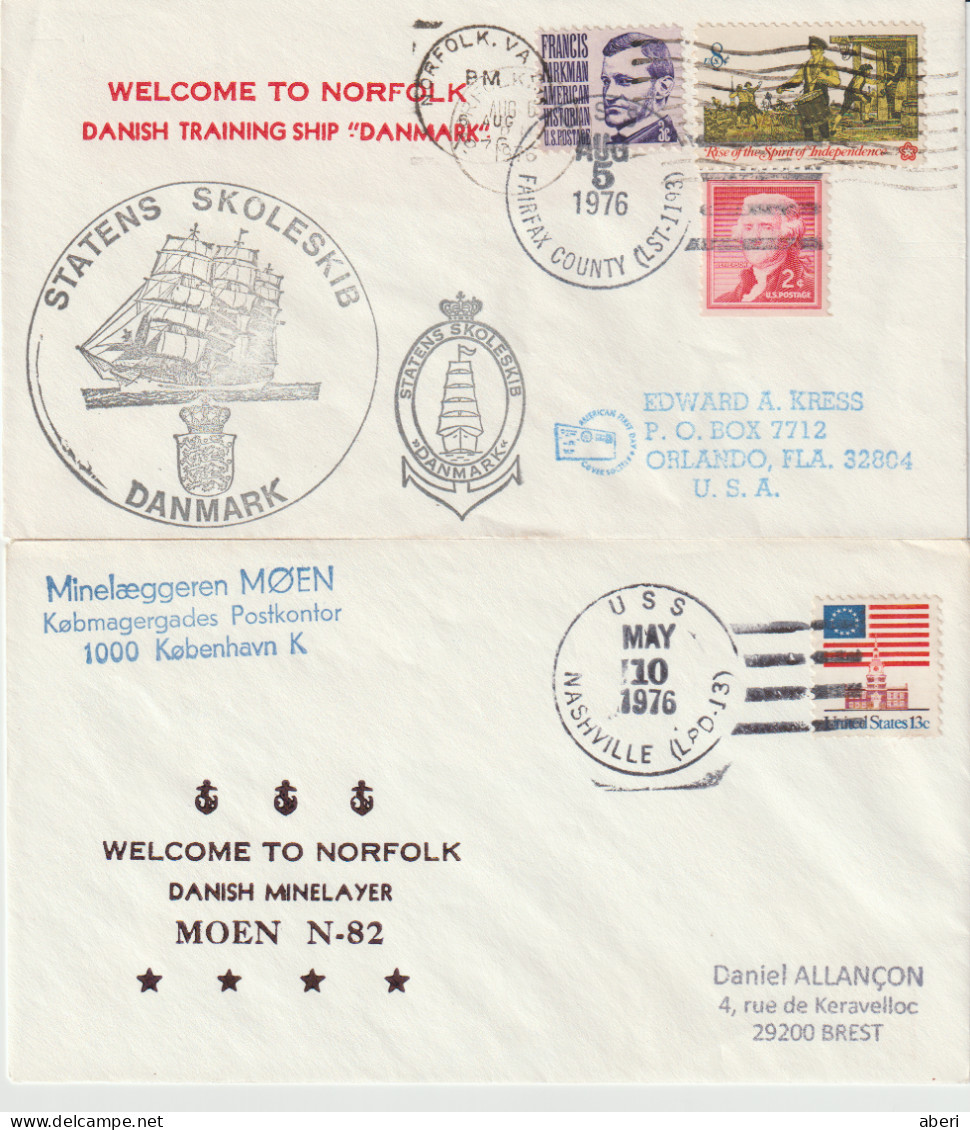 16026  WELCOME TO NORFOLK - 6 Enveloppes ; DANEMARK (2) - ALLEMAGNE (2) -  CANADA (1) - BRITISH (1) - Naval Post
