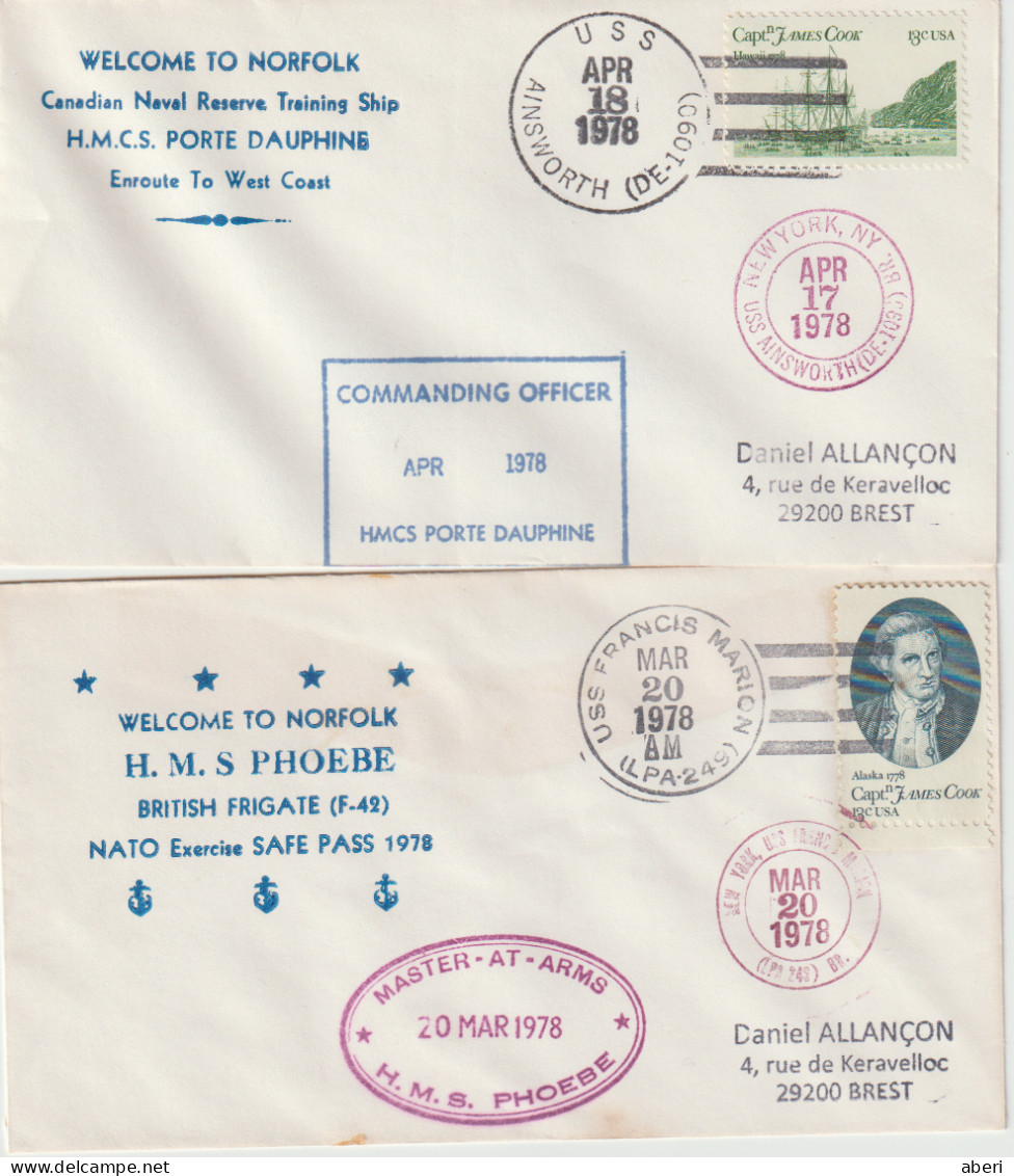 16026  WELCOME TO NORFOLK - 6 Enveloppes ; DANEMARK (2) - ALLEMAGNE (2) -  CANADA (1) - BRITISH (1) - Scheepspost