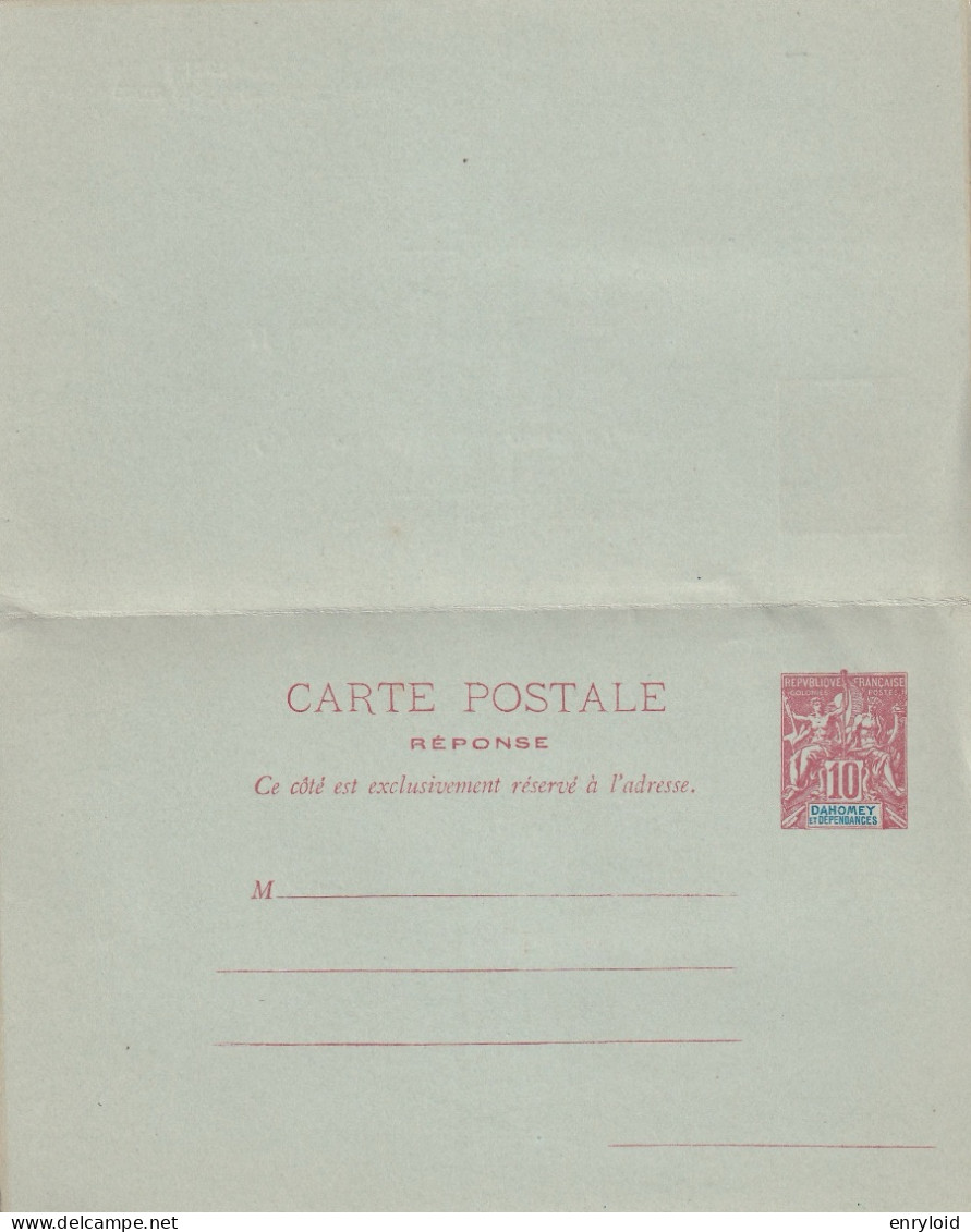 Dahomey Et Dependances Colonies Francaise Postes 10 C. Carte - Lettre Réponse - Storia Postale