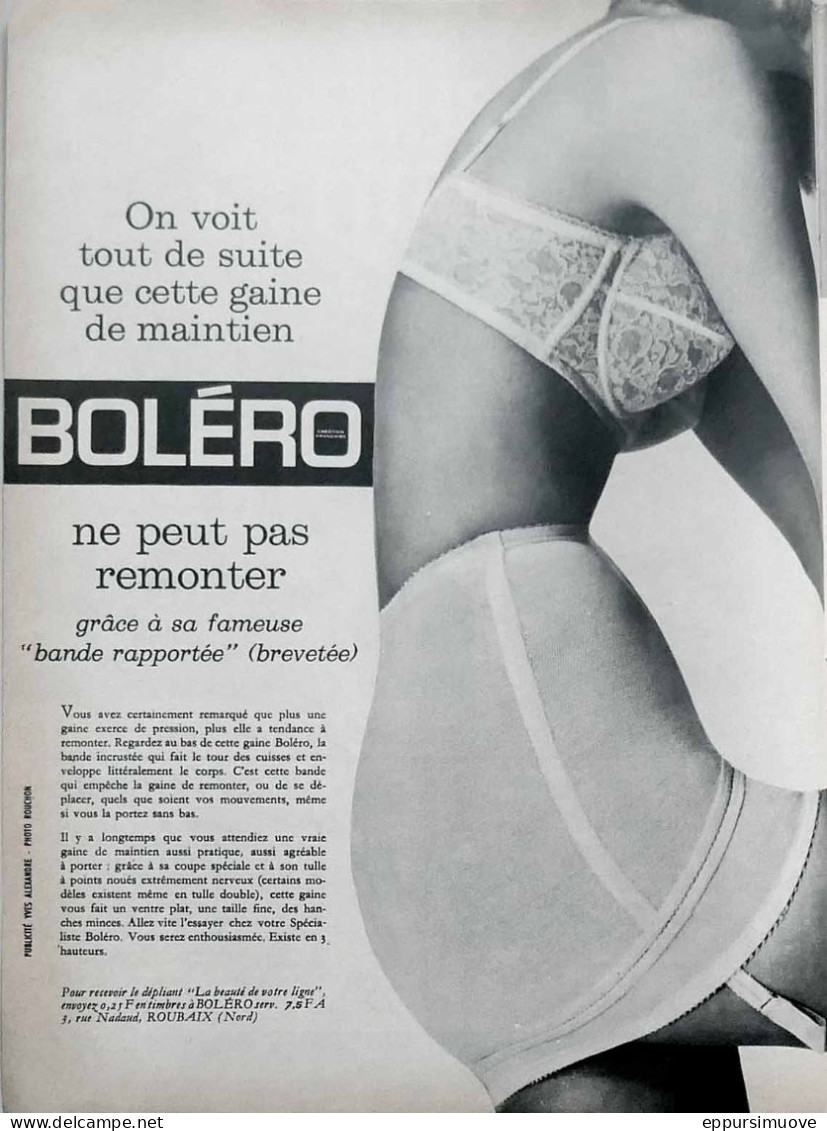 Publicité Papier  LINGERIE BOLERO Mai 1964 FAC 992 - Advertising