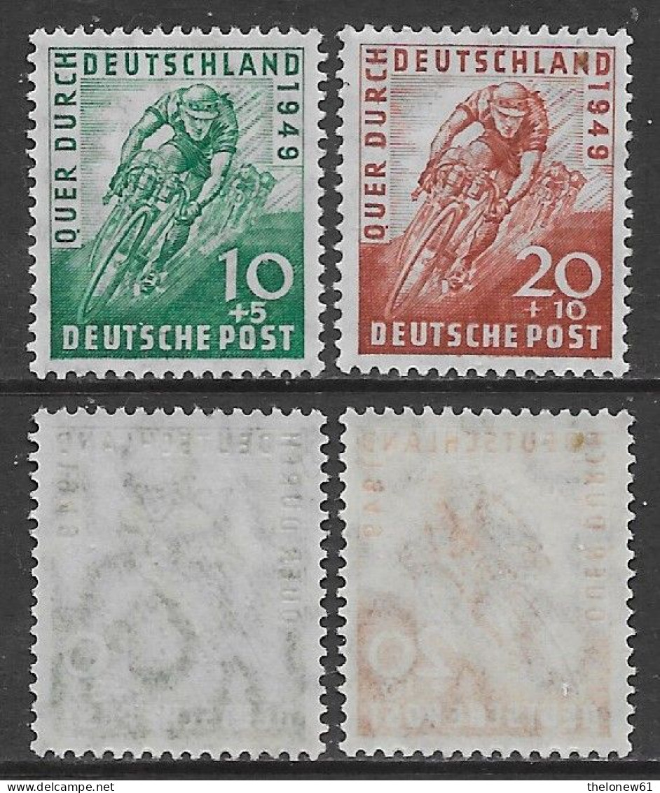 Germania Germany 1949 British American Zone Cycling Race Across Germany Mi N.106-107 Complete Set MNH ** - Ungebraucht