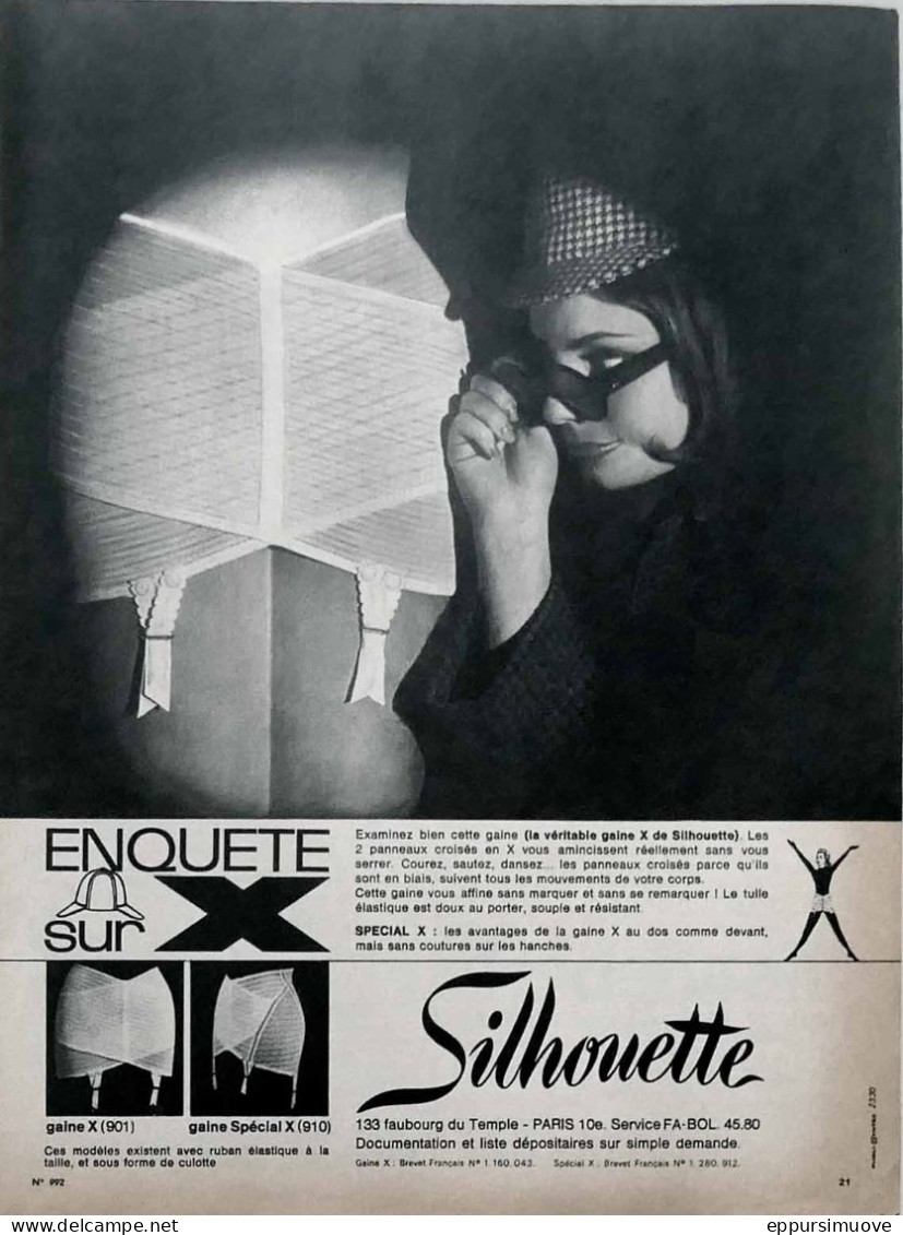 Publicité Papier  LINGERIE SILHOUETTE Mai 1964 FAC 992 - Advertising