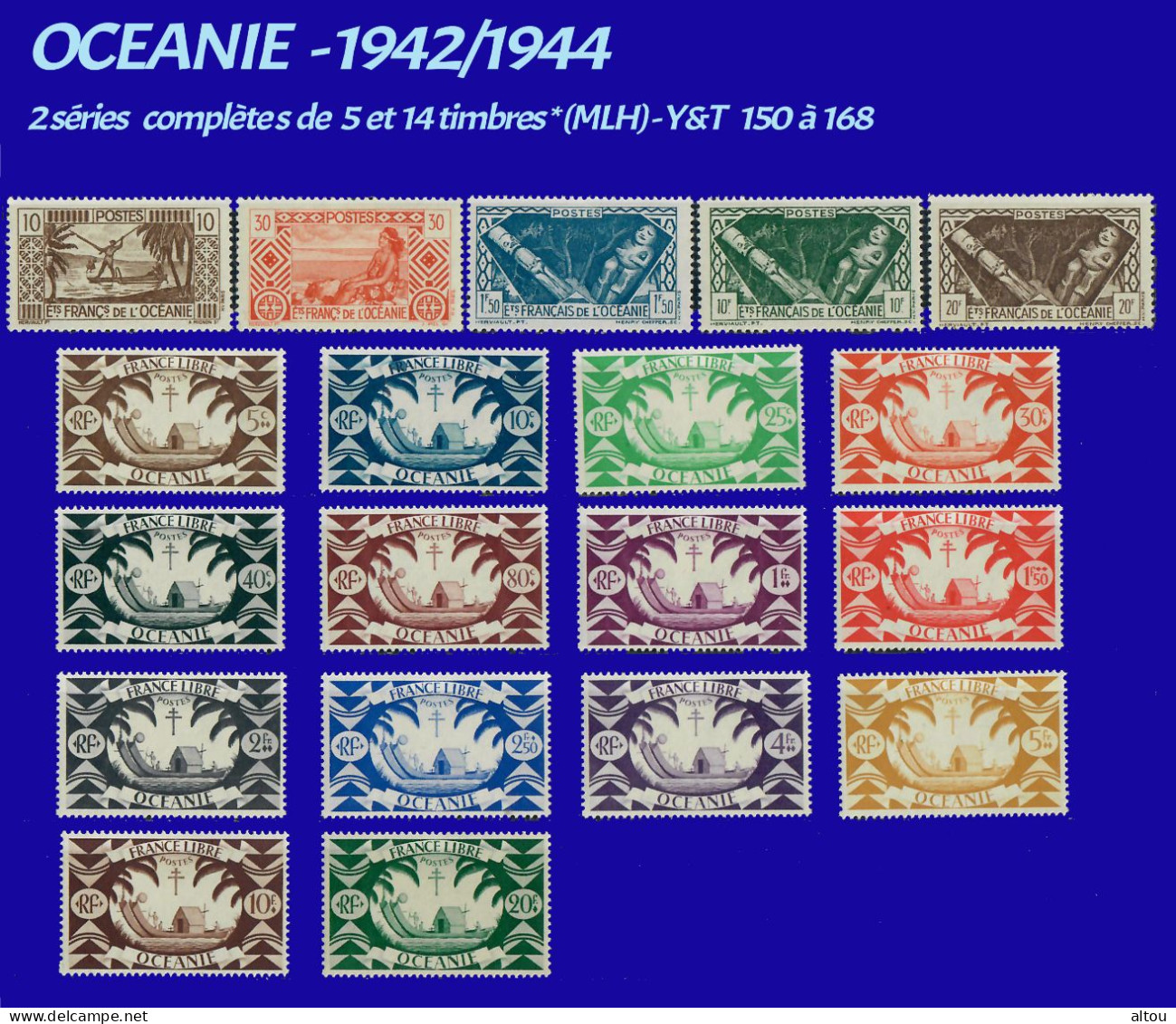 OCEANIE - 1942  2 Séries Complètes  De 5 Et 14 Timbres * (MLH) N° 150 à 168 - Neufs