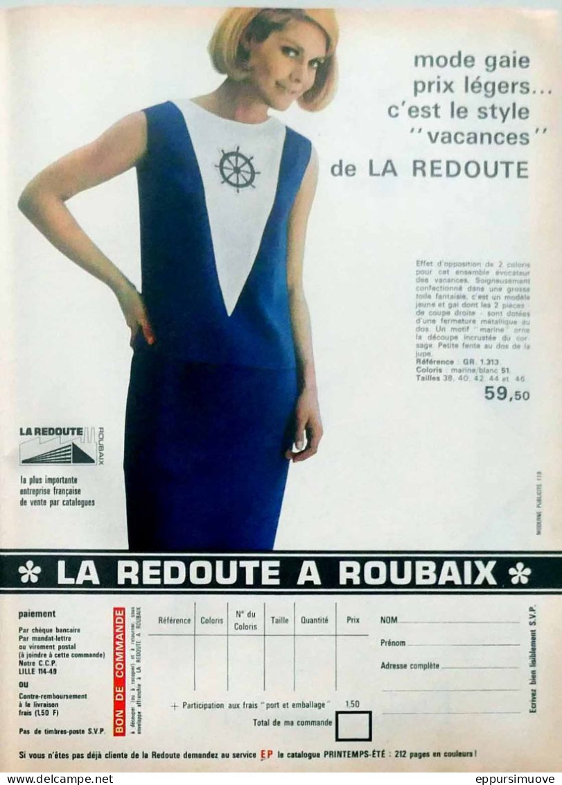 Publicité Papier  MODE LA REDOUTE ROUBAIX Mai 1964 FAC 994 - Publicités