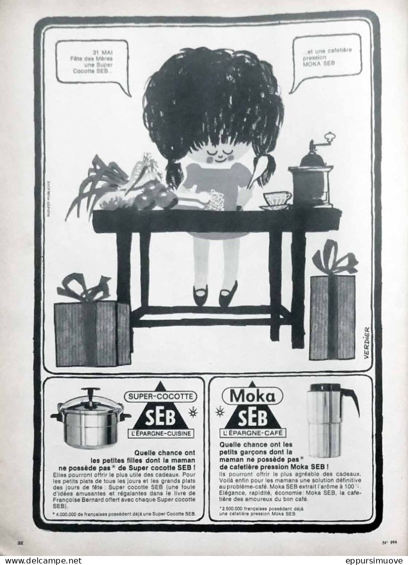 Publicité Papier  MOKA SEB Mai 1964 FAC 994 - Advertising