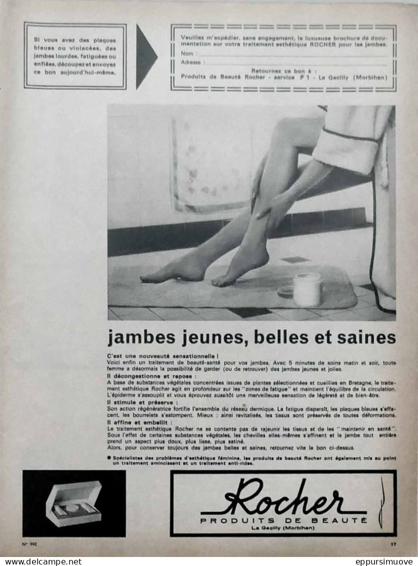 Publicité Papier  PRODUITS DE BEAUTé ROCHER LA GACILLY Mai 1964 FAC 992 - Publicités