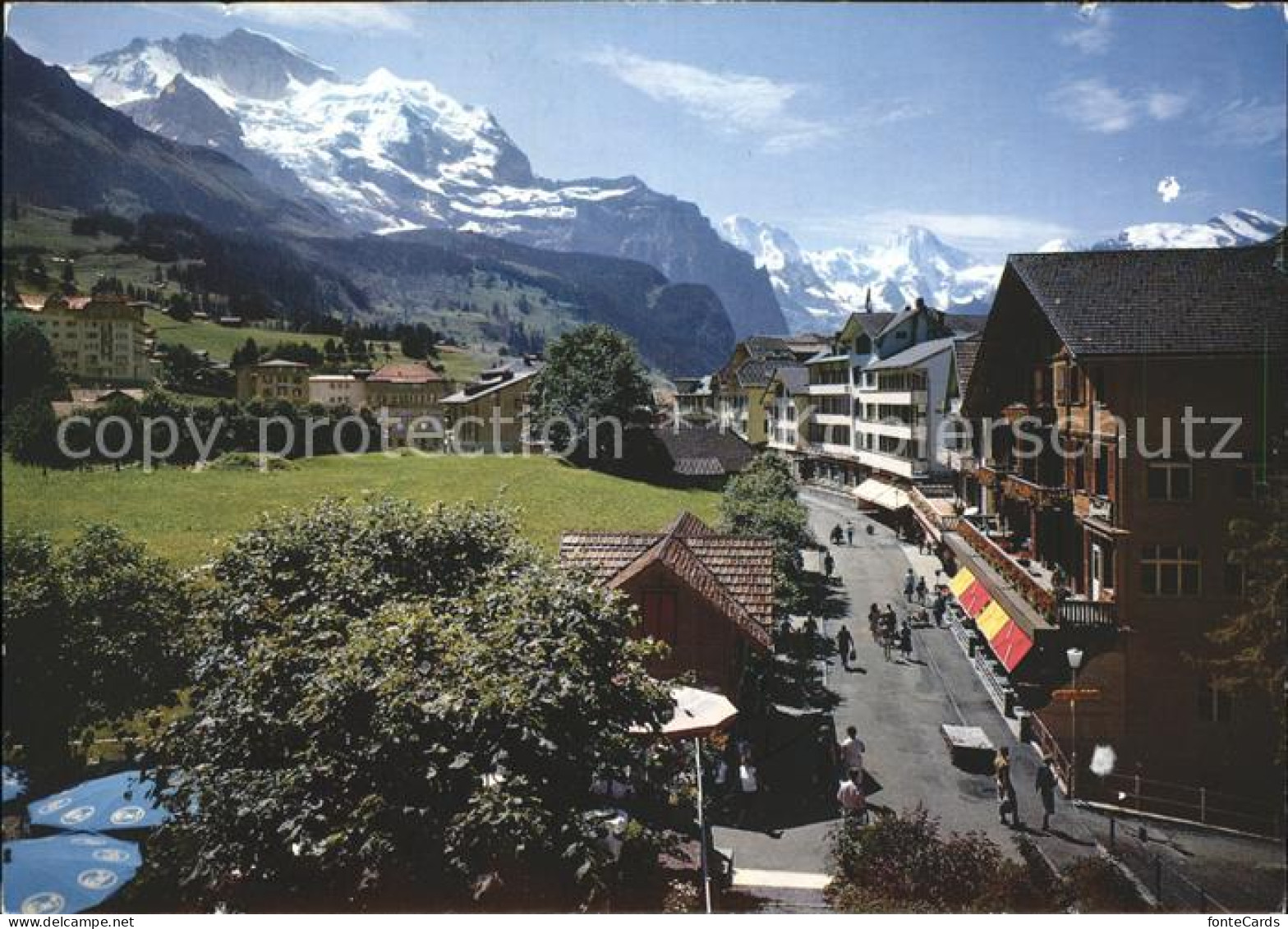 11880100 Wengen BE Dorfstrassenpartie Mit Jungfrau Grosshorn Breithorn Wengen - Sonstige & Ohne Zuordnung