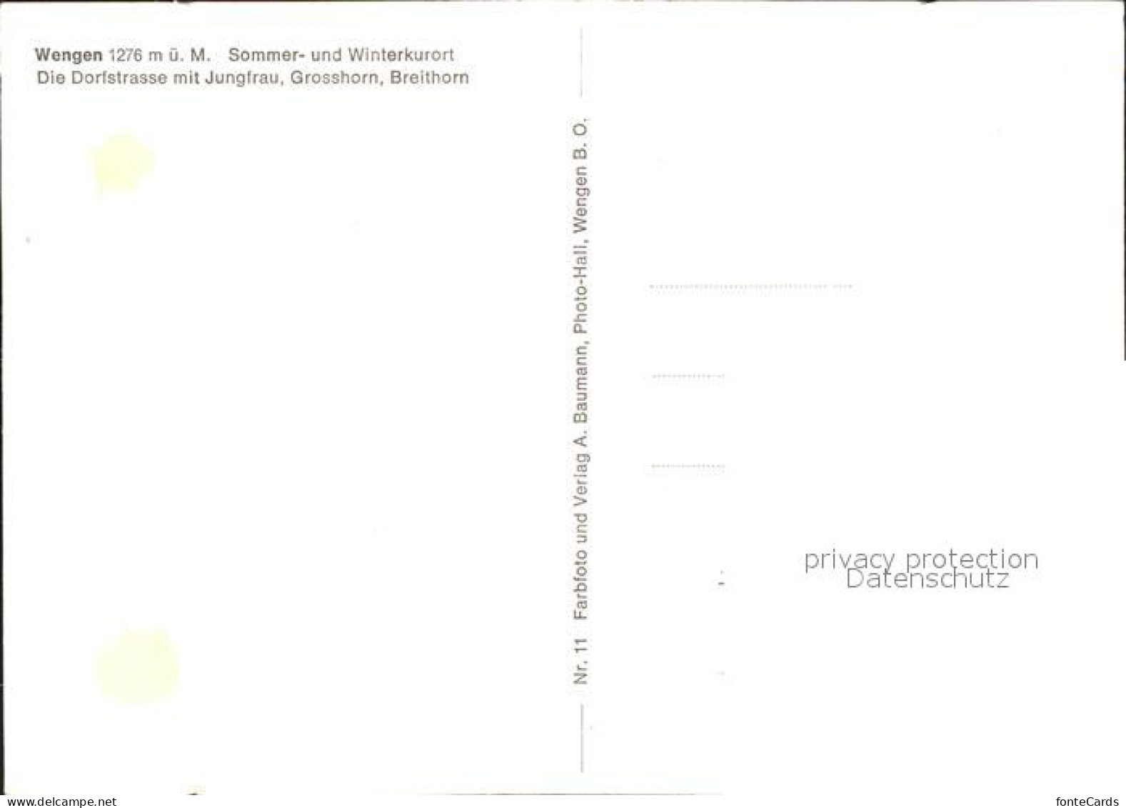11880100 Wengen BE Dorfstrassenpartie Mit Jungfrau Grosshorn Breithorn Wengen - Sonstige & Ohne Zuordnung