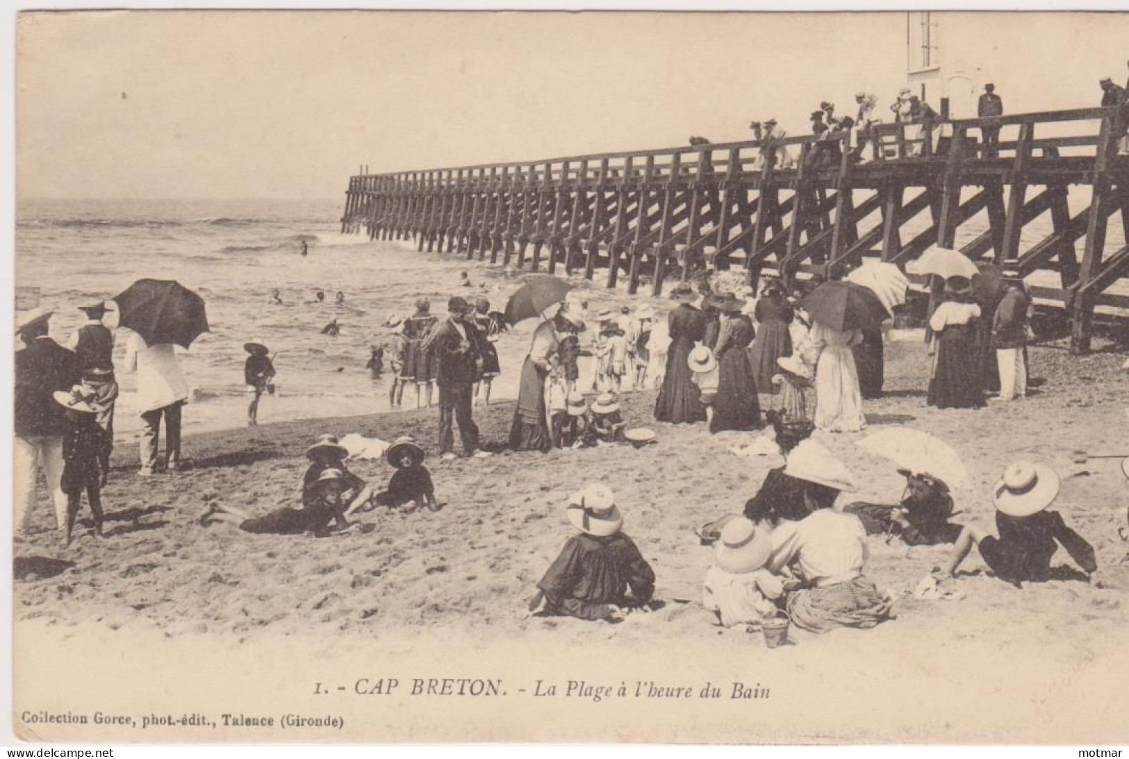 CAP BRETON, La Plage à L'heure Du Bain -voyagé En 1912-superbe Animation - Andere & Zonder Classificatie