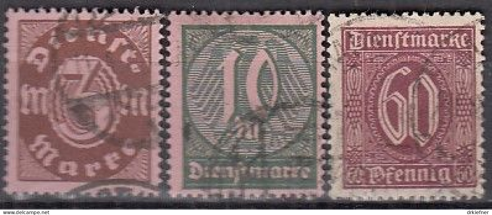 DR  Dienst 66-68, Gestempelt, Wertziffern, 1921 - Dienstzegels