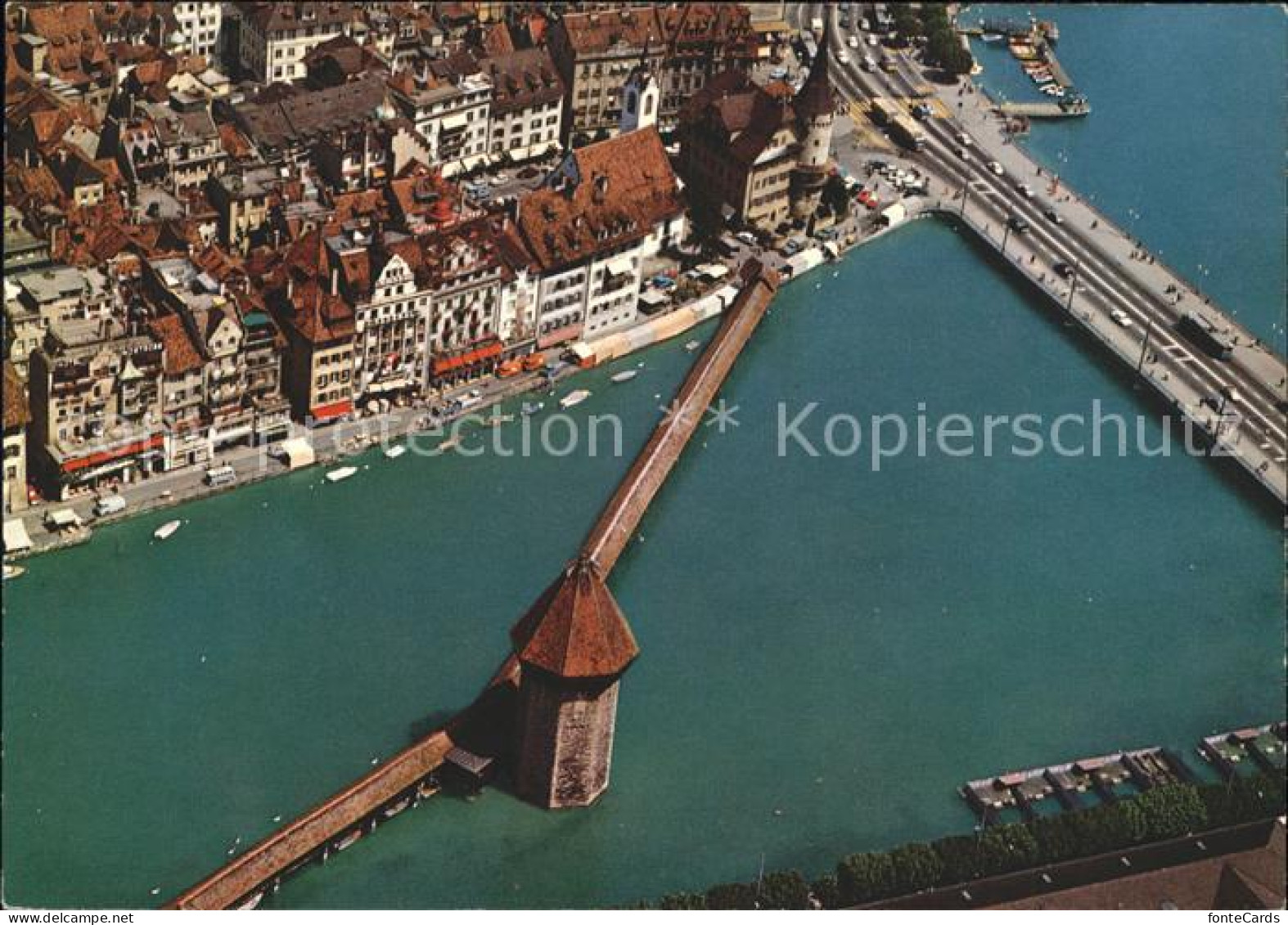 11879281 Luzern LU Fliegeraufnahme Altstadt Kapellbruecke Seebruecke Luzern - Sonstige & Ohne Zuordnung