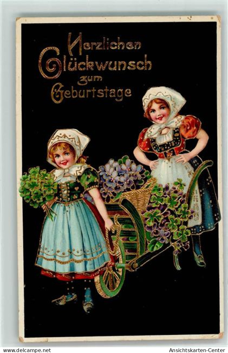 39192706 - Maedchen Tracht Blumenkarre Vergissmeinnicht AK - Anniversaire