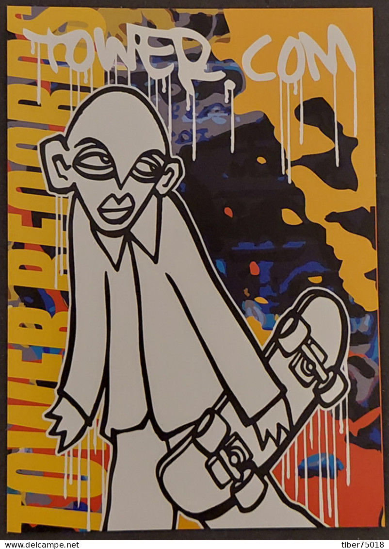 Carte Postale (Tower Records) Illustration : Frank Casazza (personnage Avec Un Skateboard) - Werbepostkarten