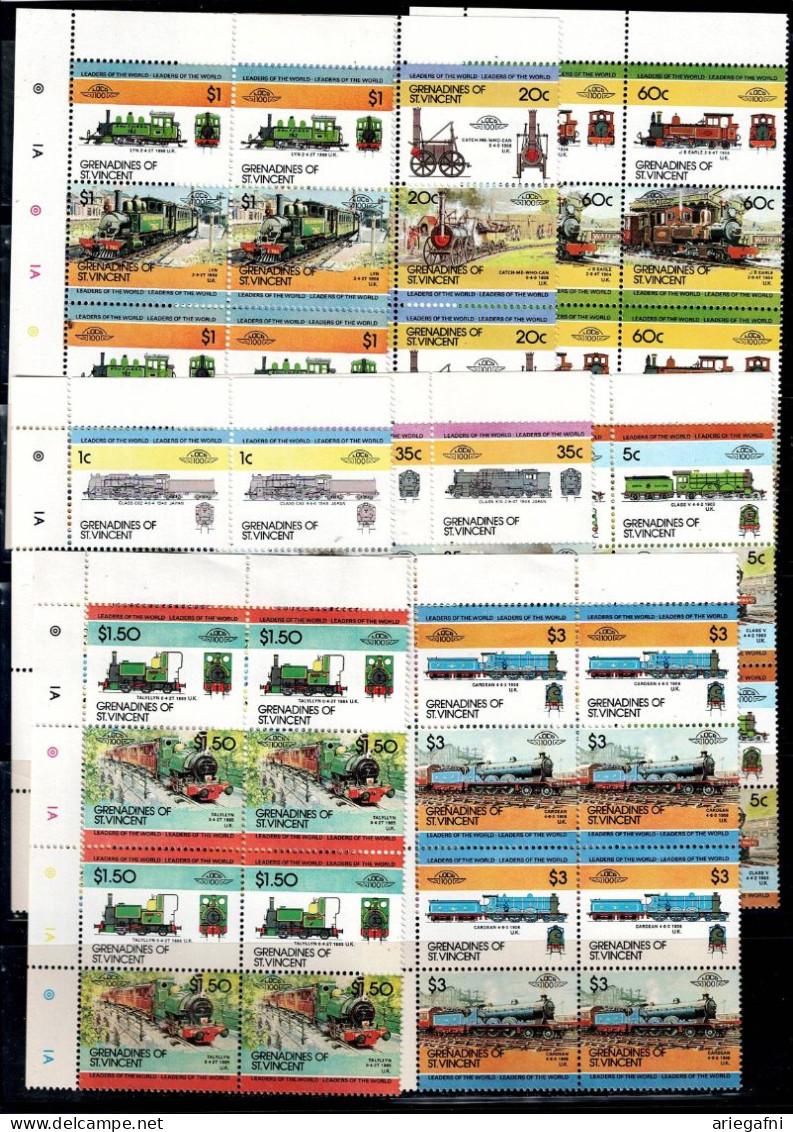 GRENADINES OF ST.VINCENT 1984 TRAINS BLOCK OF 4 MI No 324-39 MNH VF!! - Trains
