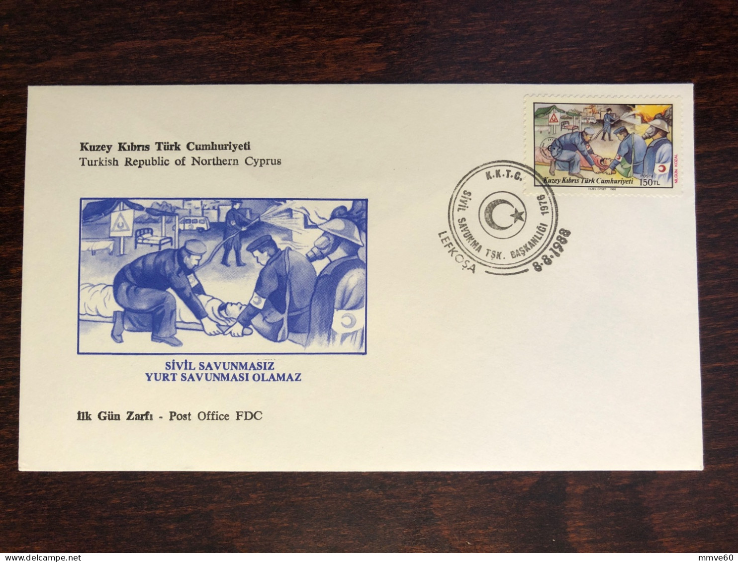 CYPRUS TURKISH FDC COVER 1988 YEAR RED CRESCENT RED CROSS HEALTH MEDICINE STAMPS - Cartas & Documentos