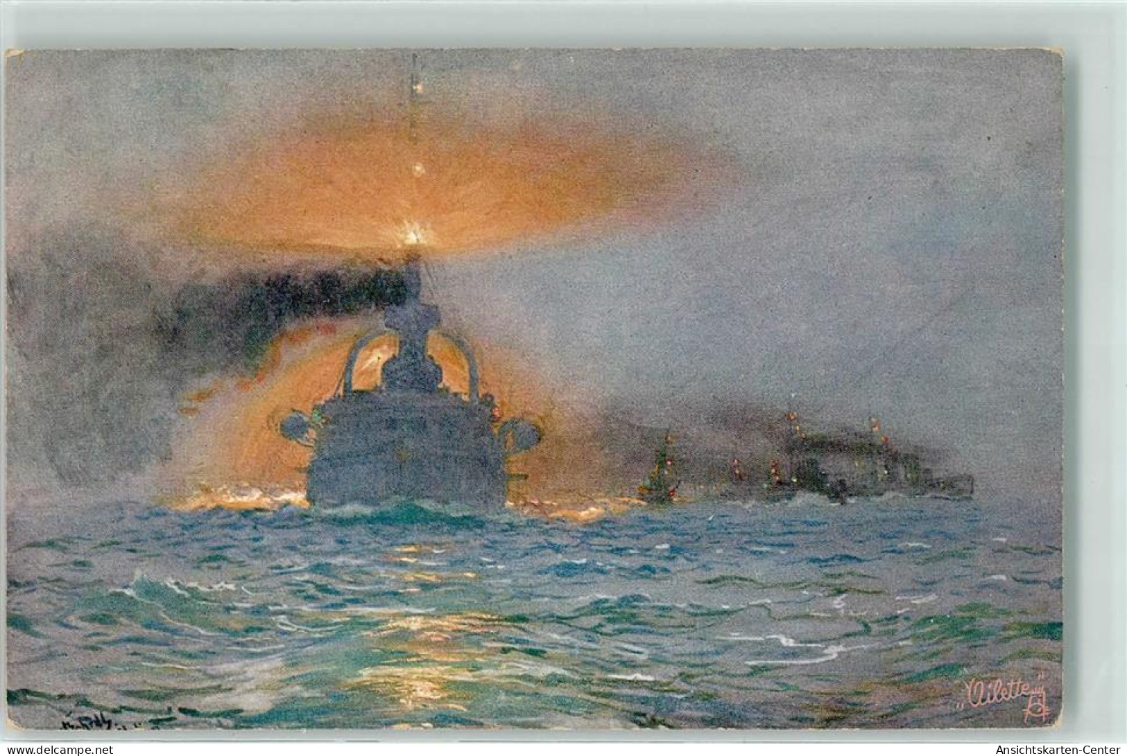 39273306 - Tuck`s Oilette Serie Kriegsschiffe Nr. 871 Sign. Prof. Hans Bohrdt Nebelfahrt Im Verbande - Oorlog