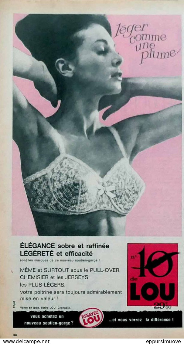 Publicité Papier  LINGERIE LOU Mai 1964 FAC 992 - Werbung