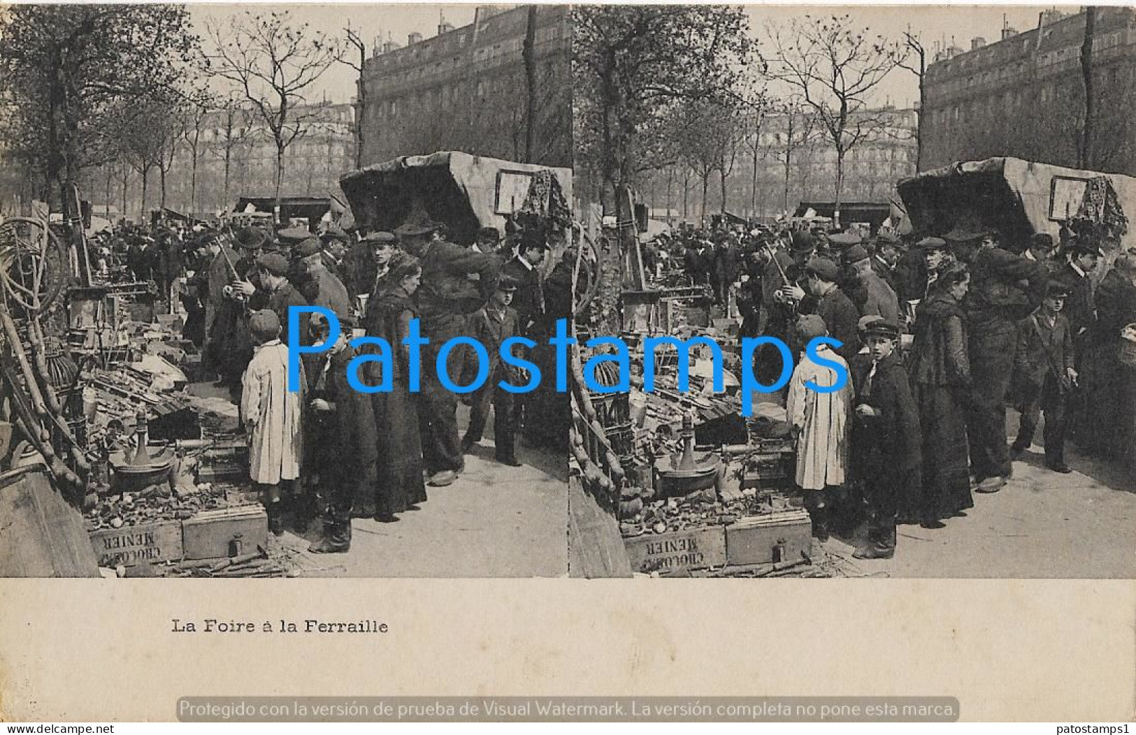 227967 FRANCE PARIS COSTUMES THE SCRAP METAL FAIR STEREO VIEW POSTAL POSTCARD - Otros & Sin Clasificación